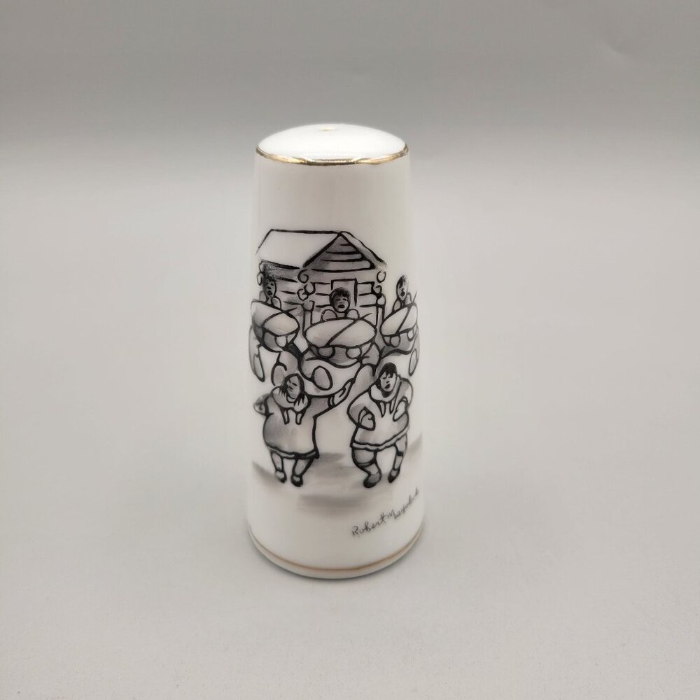 1950s Robert Mayokok Salt Shaker Inuit Family Design 4" Tall Porcelain